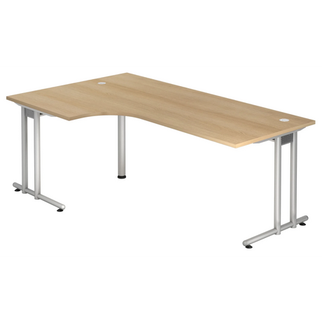 Bureau en L NANO 82 S aspect chêne avec structure argentée de hjh OFFICE PRO