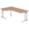 Bureau en L NANO 82 S aspect noyer avec pieds en métal argenté de hjh OFFICE PRO