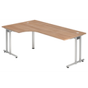 Bureau en L NANO 82 S aspect noyer avec pieds en métal argenté de hjh OFFICE PRO