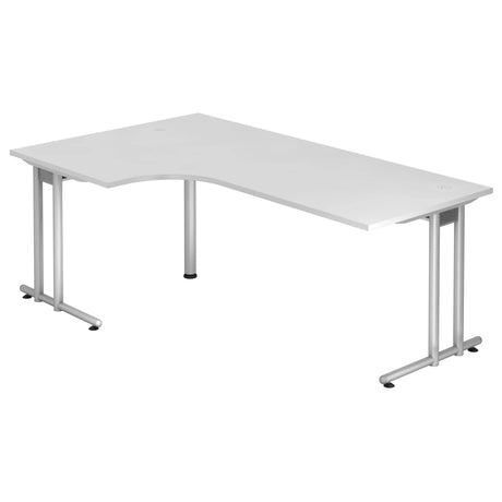 Bureau en L NANO 82 S en blanc avec pieds en métal argenté de hjh OFFICE PRO