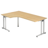 Bureau en L NANO 82 S aspect érable avec pieds en métal argenté de hjh OFFICE PRO