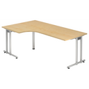 Bureau en L NANO 82 S aspect érable avec pieds en métal argenté de hjh OFFICE PRO