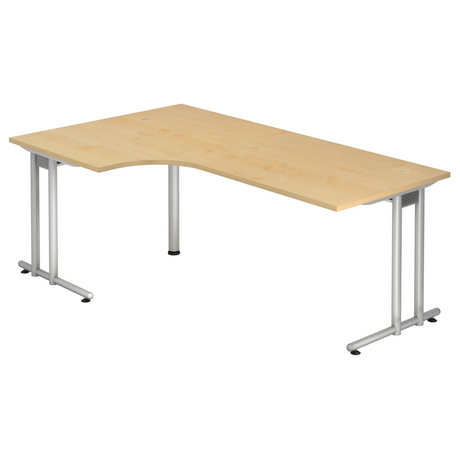 Bureau en L NANO 82 S aspect érable avec pieds en métal argenté de hjh OFFICE PRO