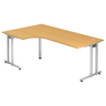 Bureau en L NANO 82 S effet hêtre avec pieds en métal argenté de hjh OFFICE PRO