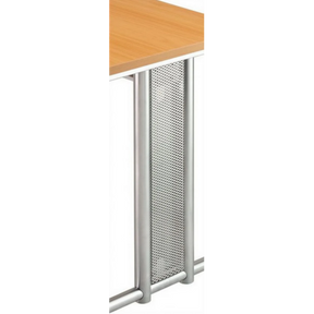 Panneau latéral argenté NANO NSSB en métal perforé avec un plateau de table couleur bois de hjh OFFICE PRO