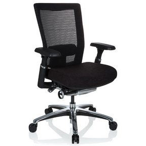 Siège de bureau haut de gamme NOVA PRO ALU en noir avec dossier en maille et base brillante de hjh OFFICE