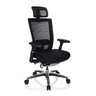 Siège de bureau haut de gamme NOVA PRO I en noir avec dossier en maille, appuie-tête et base brillante de hjh OFFICE