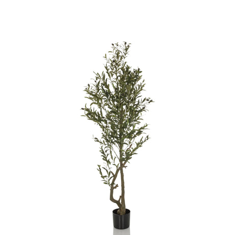 Plante artificielle verte OLIVE I à croissance étroite dans un pot noir de hjh OFFICE