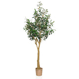 Plante artificielle OLIVE II en vert avec pot panier tressé et tronc naturel de hjh OFFICE