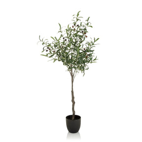 Plante artificielle verte OLIVE sous forme d'olivier avec cache-pot noir de hjh OFFICE