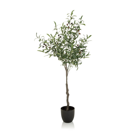 Plante artificielle verte OLIVE sous forme d'olivier avec cache-pot noir de hjh OFFICE
