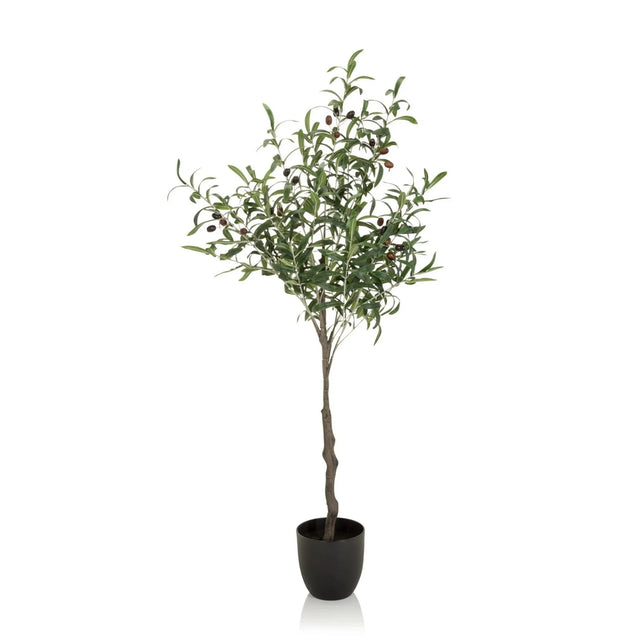 Plante artificielle verte OLIVE sous forme d'olivier avec cache-pot noir de hjh OFFICE