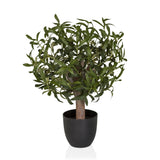 Plante artificielle Olive S aux feuilles vertes dans un pot noir simple de hjh OFFICE