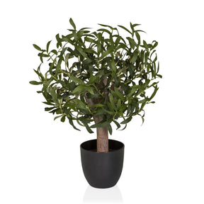 Plante artificielle Olive S aux feuilles vertes dans un pot noir simple de hjh OFFICE