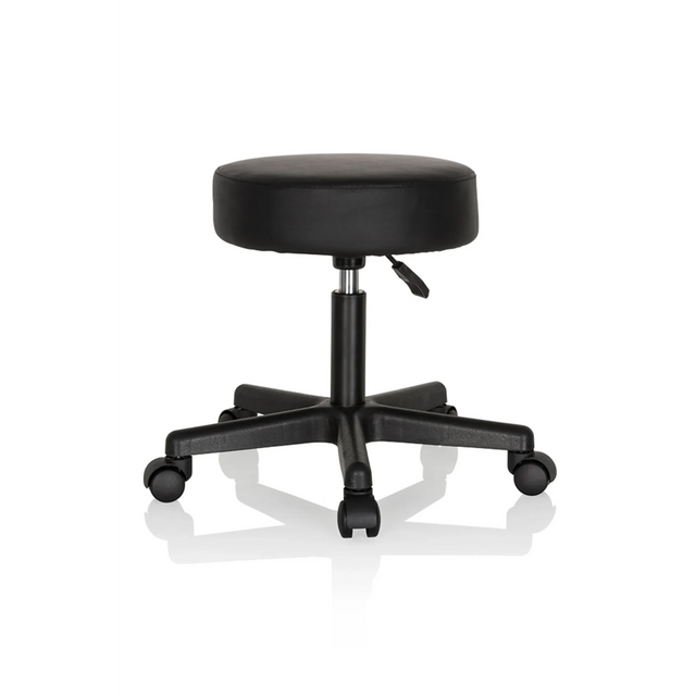 Tabouret pivotant noir OPERATOR I avec assise rembourrée et cinq roulettes de hjh OFFICE