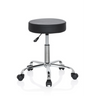 Tabouret pivotant OPERATOR II noir avec assise rembourrée, piètement chromé et cinq roulettes de hjh OFFICE