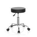 Tabouret pivotant OPERATOR II noir avec assise rembourrée, piètement chromé et cinq roulettes de hjh OFFICE