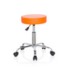 Tabouret pivotant OPERATOR II orange avec structure en chrome brillant et cinq doubles roulettes de hjh OFFICE