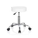 Tabouret pivotant blanc OPERATOR II avec structure métallique brillante et cinq roulettes de hjh OFFICE