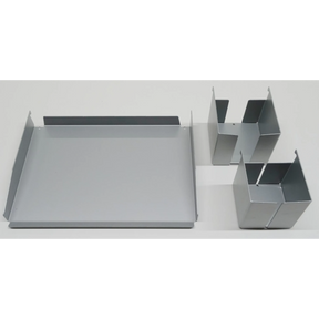 Set d'accessoires ORGSET en métal argenté avec un plateau et deux paniers organisateurs de hjh OFFICE PRO