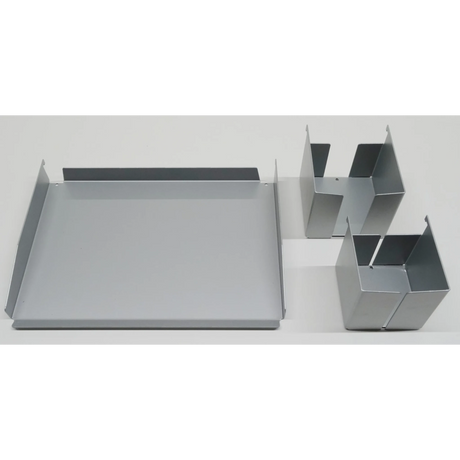 Set d'accessoires ORGSET en métal argenté avec un plateau et deux paniers organisateurs de hjh OFFICE PRO