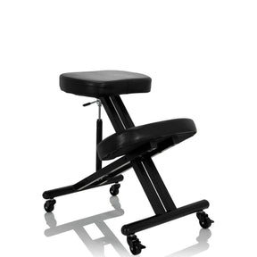 Tabouret à genoux ORTHONI noir avec assises rembourrées et roulettes de hjh OFFICE