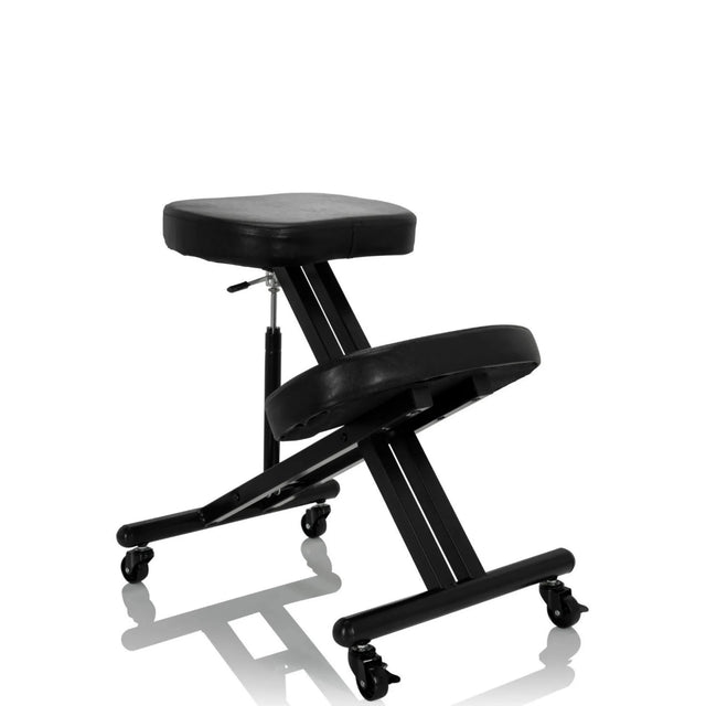 Tabouret à genoux ORTHONI noir avec assises rembourrées et roulettes de hjh OFFICE