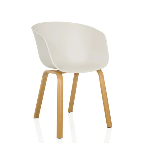Chaise à coque OSLO W blanche avec quatre pieds en bois clair de hjh LIVING