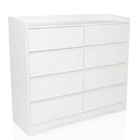 Commode blanche OSOYRO avec huit tiroirs et une surface de rangement de hjh LIVING