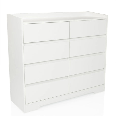 Commode blanche OSOYRO avec huit tiroirs et une surface de rangement de hjh LIVING