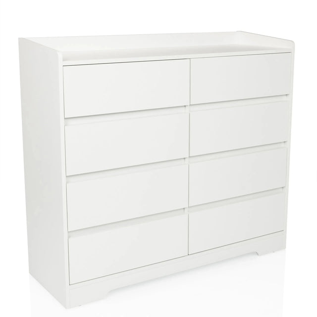 Commode blanche OSOYRO avec huit tiroirs et une surface de rangement de hjh LIVING