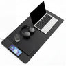 Sous-main de Bureau Padflux Power en noir avec ordinateur portable, casque et carnet de hjh OFFICE