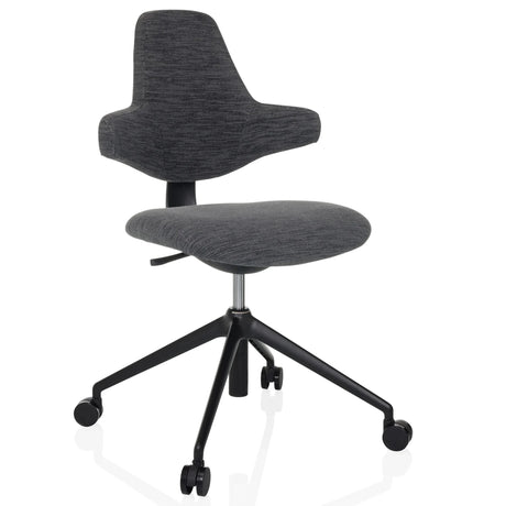 Siège de bureau de qualité professionnelle PALIANO avec revêtement en tissu gris et pied en étoile noir à roulettes de hjh OFFICE