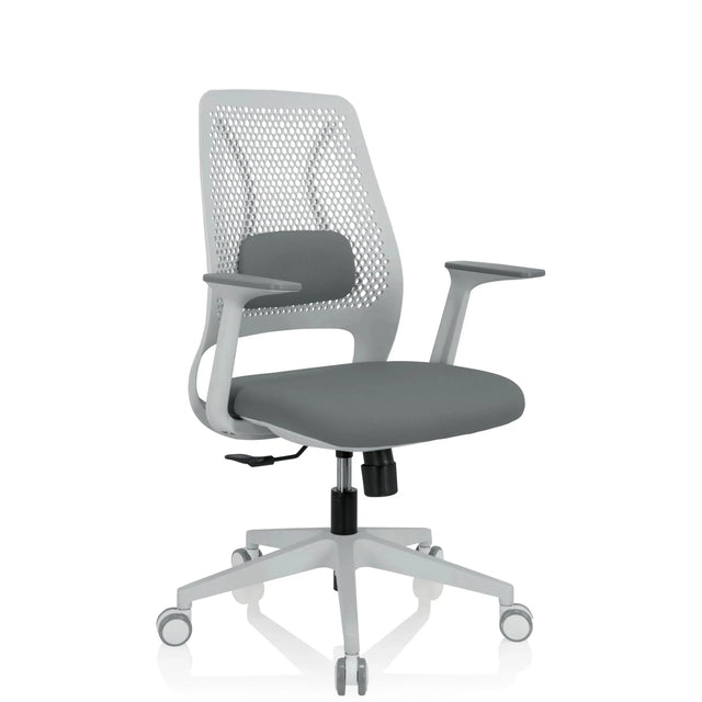 Siège de bureau à domicile PARFERIO W gris avec dossier en maille et base à roulettes de hjh OFFICE