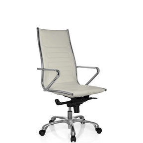 Siège de direction de qualité professionnelle PARIBA III en blanc crème avec éléments chromés brillants et pied à roulettes de hjh OFFICE