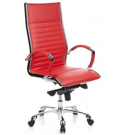 Siège de direction de qualité professionnelle PARMA 20 rouge avec surpiqûres transversales et pied en étoile chromé de hjh OFFICE