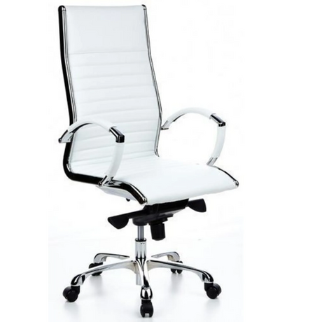 Siège de direction de qualité professionnelle PARMA 20 en blanc crème avec surpiqûres horizontales et structure chromée de hjh OFFICE