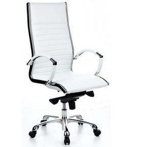 Siège de direction de qualité professionnelle PARMA 20 en blanc crème avec surpiqûres horizontales et structure chromée de hjh OFFICE