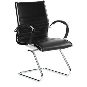 Chaises cantilever PARMA V noires avec rembourrage capitonné et structure chromée de hjh OFFICE