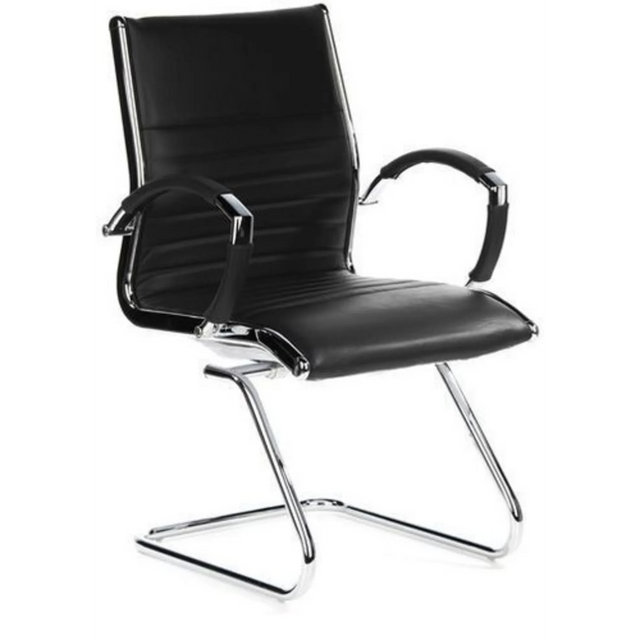 Chaises cantilever PARMA V noires avec rembourrage capitonné et structure chromée de hjh OFFICE