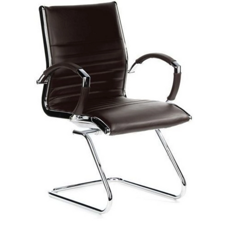 Chaises cantilever PARMA V marron avec revêtement matelassé et structure chromée de hjh OFFICE