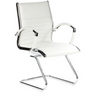 Chaises cantilever PARMA V blanc crème avec revêtement capitonné et structure chromée de hjh OFFICE