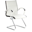 Chaises cantilever PARMA V blanc crème avec revêtement capitonné et structure chromée de hjh OFFICE