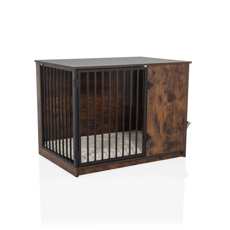 Niche pour chien PAWHOME S marron avec grilles métalliques et surface de couchage claire de hjh LIVING