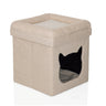 Maison pour chat PAWY ES beige en tissu fluffy avec entrée en forme de chat de hjh LIVING