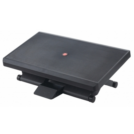 Repose-pieds noir PIEDINO STRIPE PRO avec surface nervurée et levier de réglage de hjh OFFICE
