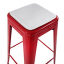 Coussin de siège PILOW II blanc sur un tabouret en métal rouge de hjh OFFICE