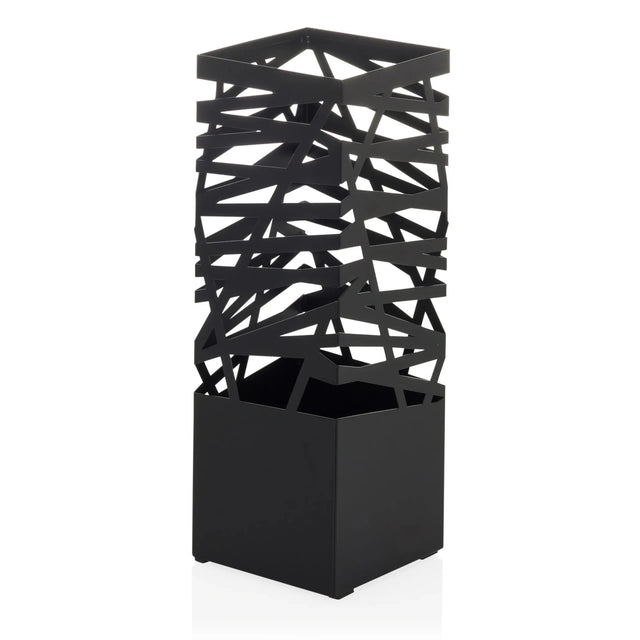 Porte-parapluies noir PLUVARIS avec motif de grille géométrique sur la partie supérieure de hjh LIVING