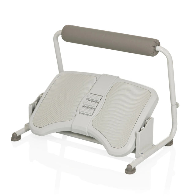 Repose-pieds PODI FMW gris clair avec surface d'appui texturée et rouleau rembourré gris de hjh OFFICE