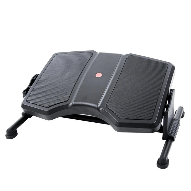 Repose-pieds noir PODI II avec deux surfaces d'appui nervurées et cadre métallique de hjh OFFICE